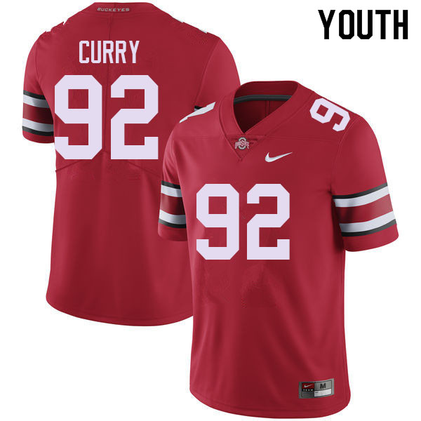 Ohio State Buckeyes Caden Curry Youth #92 Red Authentic Stitched College Football Jersey